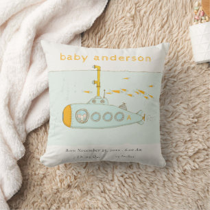 Cute Underwater Subsea Monogram Baby Stat Kudde