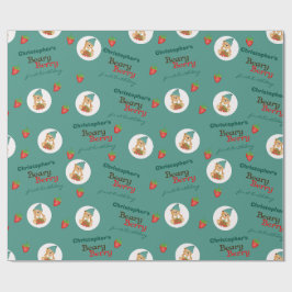 Cute Unge jordgubbar Beary Berry första födelsedag Presentpapper