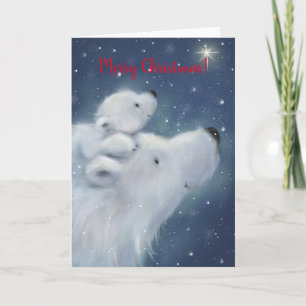 Cute Unge med Polar Bear, God jul Kort