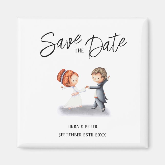 Cute Unic-par som dansar Romantic Bröllop Magnet (Framsidan)