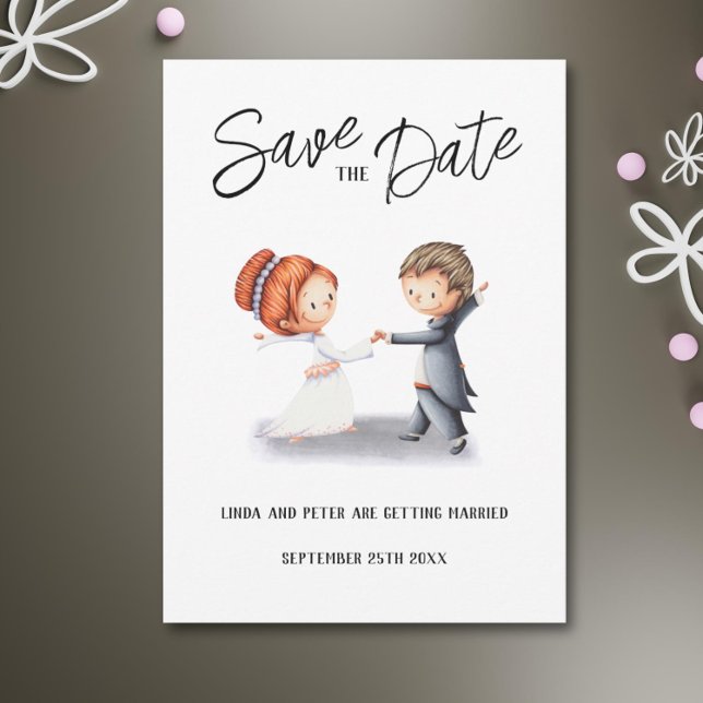 Cute Unic-par som dansar Romantic Bröllop Spara Datumet (Cute Unique Couple Dancing Romantic Wedding  Save The Date )