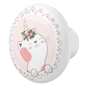 Cute Unicat Ceramic Knob Knopp