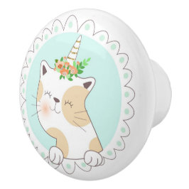 Cute Unicat Ceramic Knob Knopp