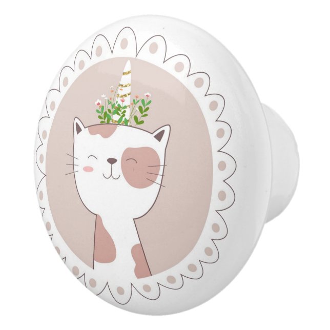 Cute Unicat Ceramic Knob Knopp (Höger)
