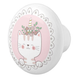 Cute Unicat Ceramic Knob Knopp