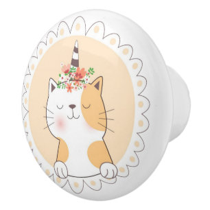 Cute Unicat Ceramic Knob Knopp