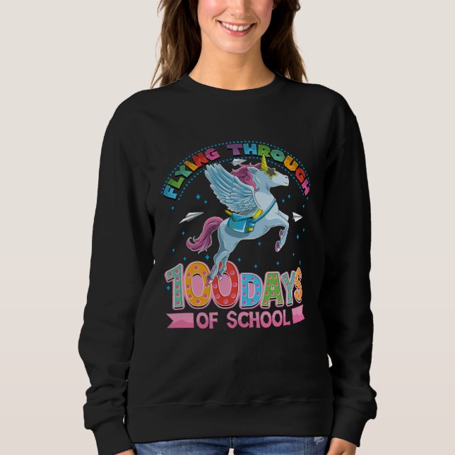 Cute unicorn 100 days of school girls t shirt (Framsida)