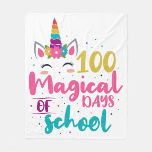Cute Unicorn 100 Magic Days of School Fleecefilt