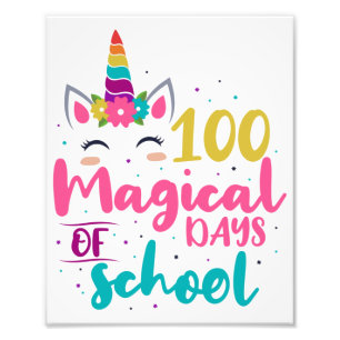 Cute Unicorn 100 Magic Days of School Fototryck