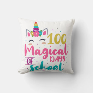 Cute Unicorn 100 Magic Days of School Kudde