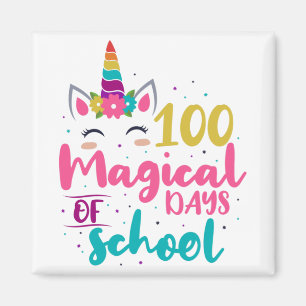 Cute Unicorn 100 Magic Days of School Magnet