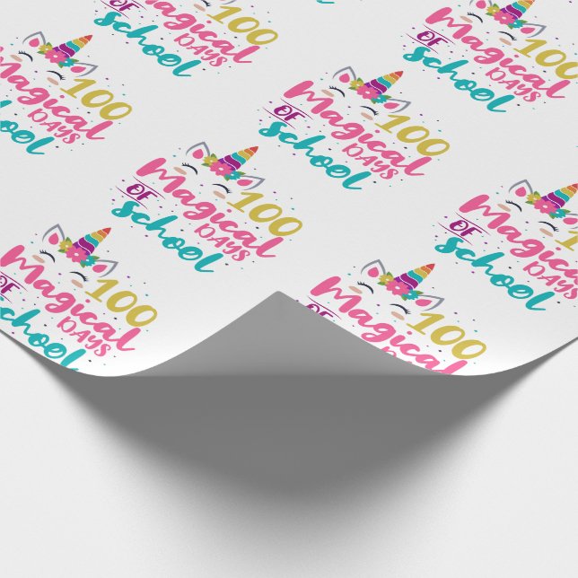 Cute Unicorn 100 Magic Days of School Presentpapper (Hörn)