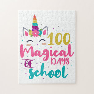 Cute Unicorn 100 Magic Days of School Pussel