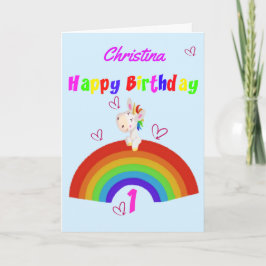 Cute Unicorn 1:a födelsedagen Kort