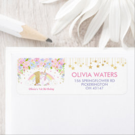 Cute Unicorn 1:a födelsedagen Party Returadress Etikett