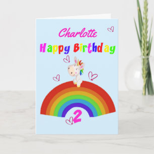 Cute Unicorn 2:a födelsedagen Kort