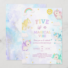 Cute Unicorn 5:e födelsedagsinbjudan Inbjudningar