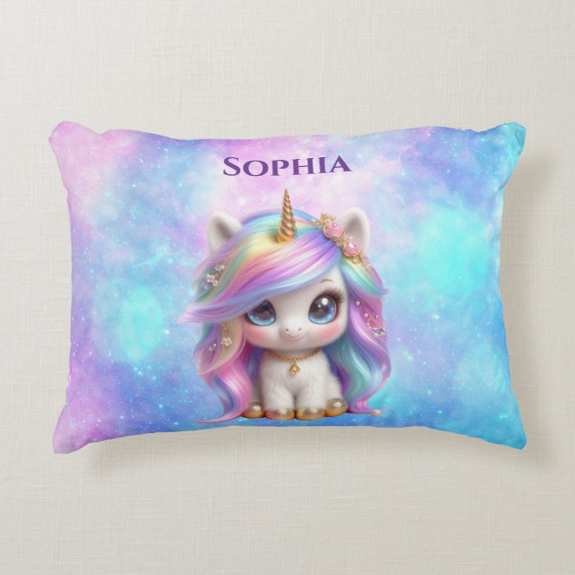 Cute Unicorn accent Pillow Prydnadskudde (Framsidan)