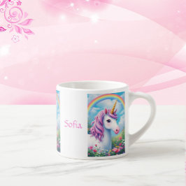Cute Unicorn Add Girl Rosa Tea Party, Namn Espressomugg
