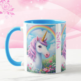 Cute Unicorn Add Girl Rosa Tea Party, Namn Mugg