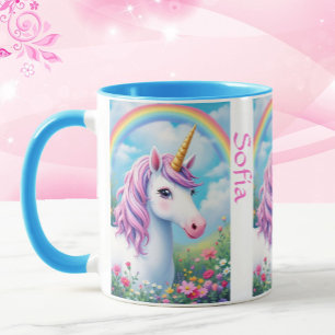 Cute Unicorn Add Girl Rosa Tea Party, Namn Mugg