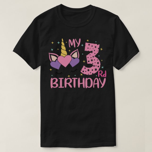 Cute Unicorn Älskare Gift Min 3-årsdag T Shirt (Design framsida)
