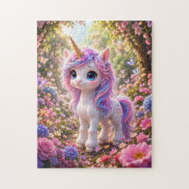 Cute Unicorn Among Flowers Jigsaw Puzzle Pussel