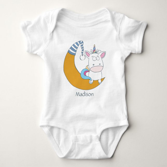 Cute Unicorn-anpassade namn - barnkläder T Shirt (Framsida)