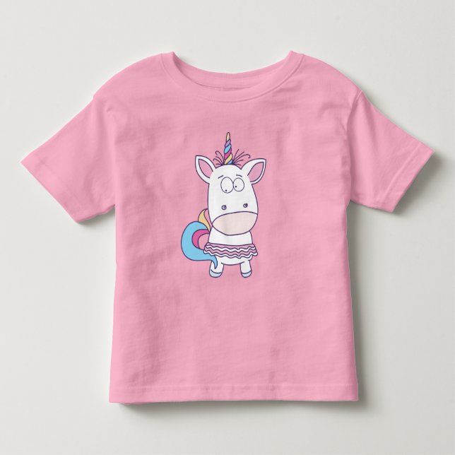 Cute Unicorn-anpassade namn - barnkläder T Shirt (Framsida)