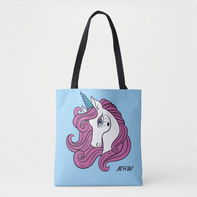 Cute Unicorn anpassningsbar monogram och färg påsa Tygkasse (Framsida)
