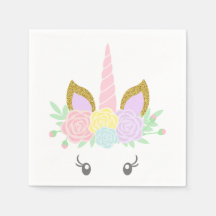 Cute Unicorn Ansikte Baby Shower Napkins