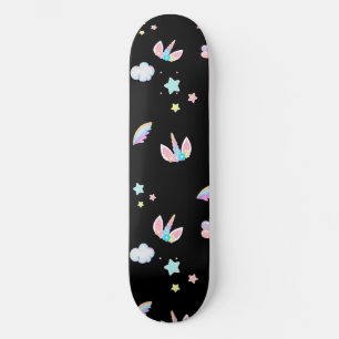 Cute Unicorn ansikte-födelsedagsfest för regnbågsg Mini Skateboard Bräda 18,5 Cm