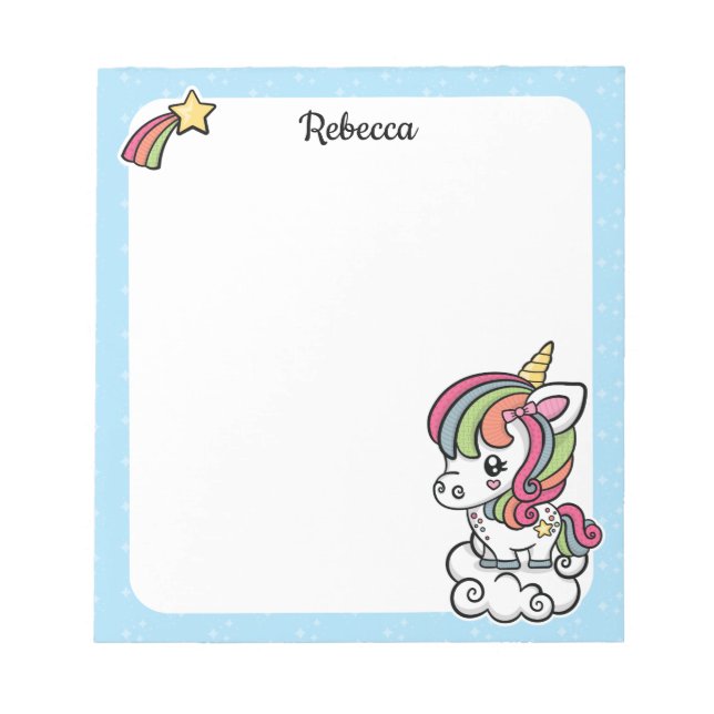 Cute Unicorn-anteckningsblock Anteckningsblock (Framsida)