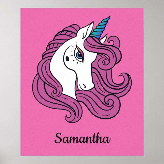 Cute Unicorn-användarnamn och färg-poster Poster (Framsidan)
