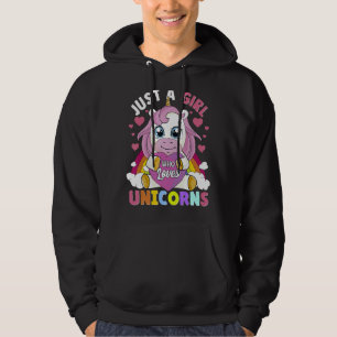 Cute Unicorn är bara en flicka som Kärlek Unicorns Hoodie