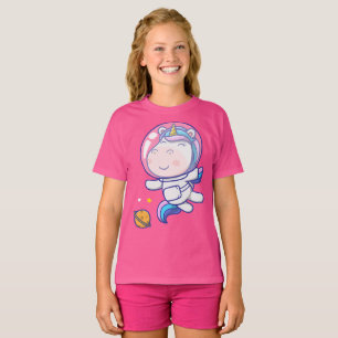 Cute unicorn astronaut flytande rymden t shirt