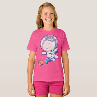Cute unicorn astronaut flytande rymden t shirt