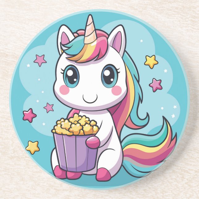 Cute Unicorn-ätare popcorn Underlägg (Framsidan)