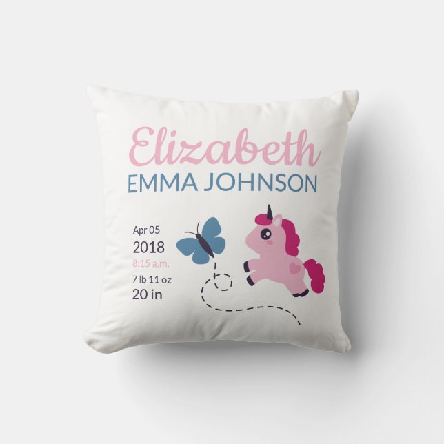 Cute Unicorn Baby Birgats Stats Kudde (Framsida)