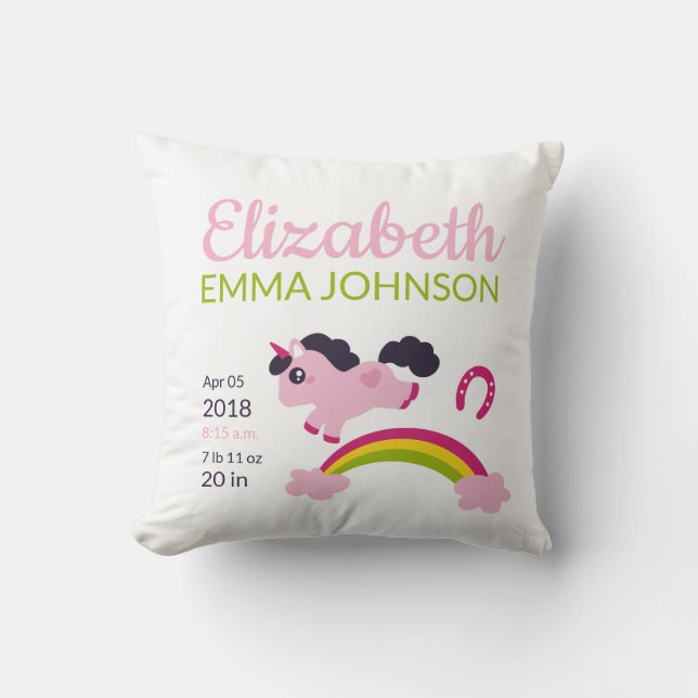 Cute Unicorn Baby Birgats Stats Kudde (Framsida)