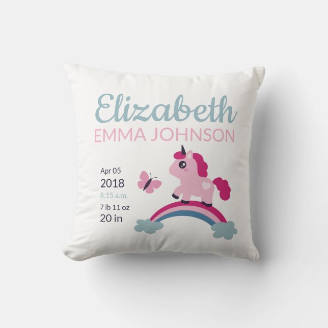 Cute Unicorn Baby Birgats Stats Kudde (Framsida)