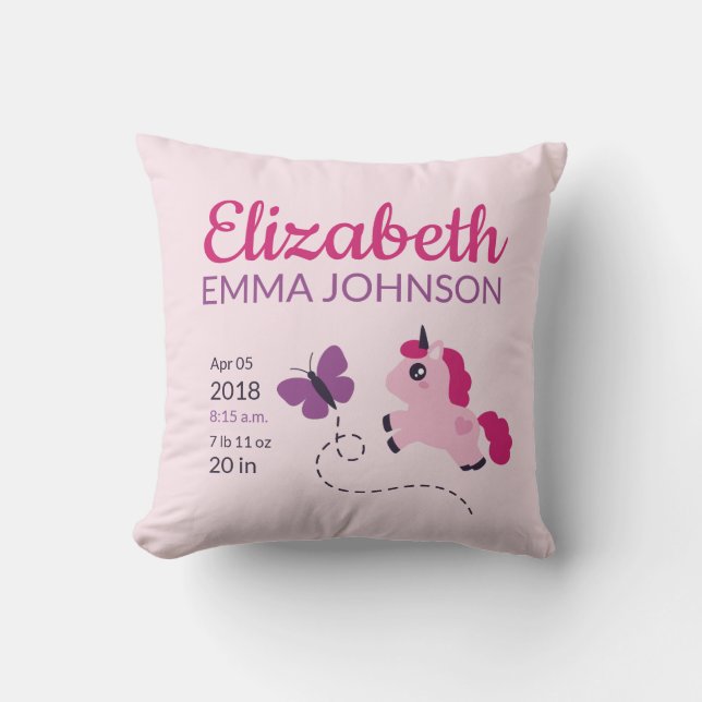 Cute Unicorn Baby Birgats Stats Kudde (Framsida)