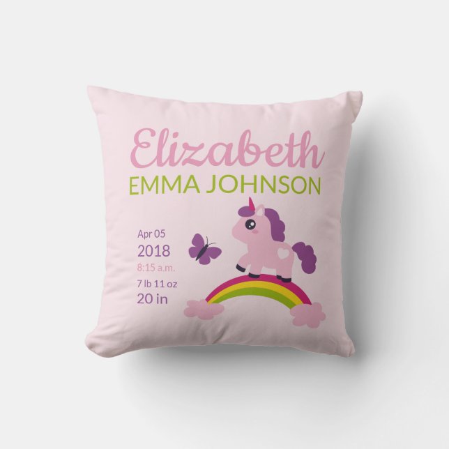 Cute Unicorn Baby Birgats Stats Kudde (Framsida)