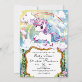 Cute Unicorn Baby Shower Inbjudningar