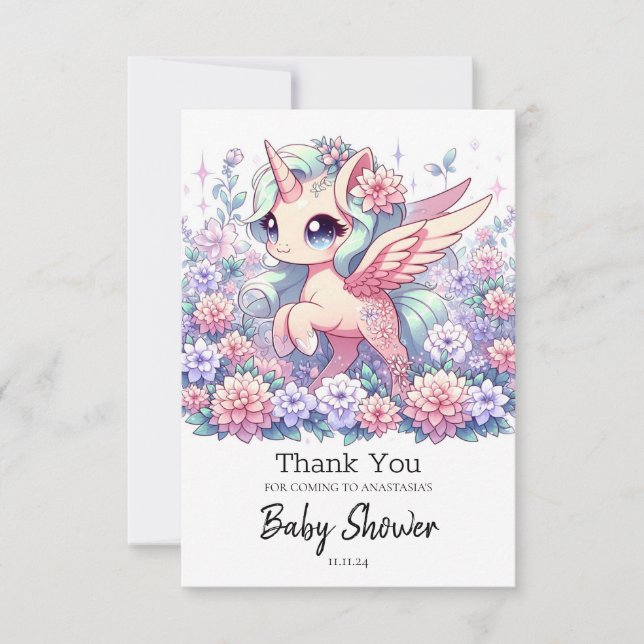 Cute Unicorn Baby Shower Tack Kort (Framsida)