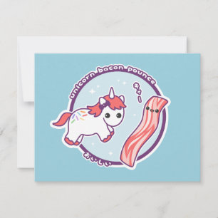 Cute Unicorn Bacon Födelsedagsfest inbjudan