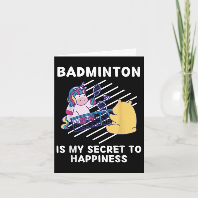 Cute Unicorn Badminton är min hemlighet att glädja Kort (Framsida)