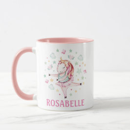 Cute Unicorn Ballerina Girly Rosa Kids' Mugg