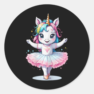 Cute Unicorn Ballet and Ballerin Runt Klistermärke