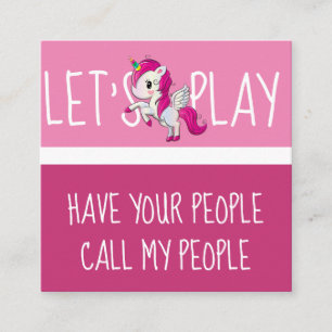 Cute Unicorn Barn Playdate Fyrkantigt Visitkort